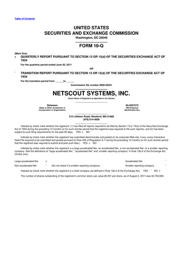 Thumbnail NETSCOUT 10-Q Quarterly Report FY2012 