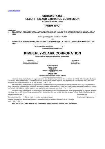 Thumbnail Kimberly-Clark 10-Q Quarterly Report FY2011 