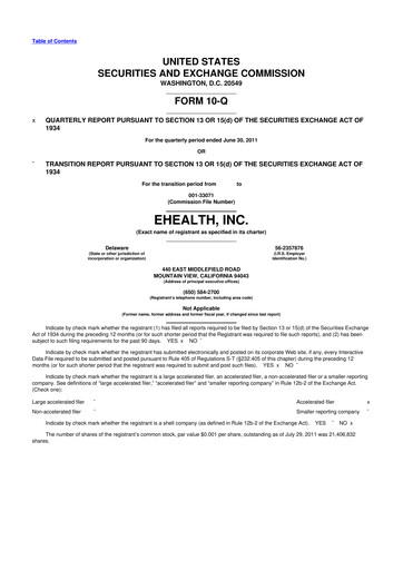 Thumbnail eHealth 10-Q Quarterly Report FY2011 