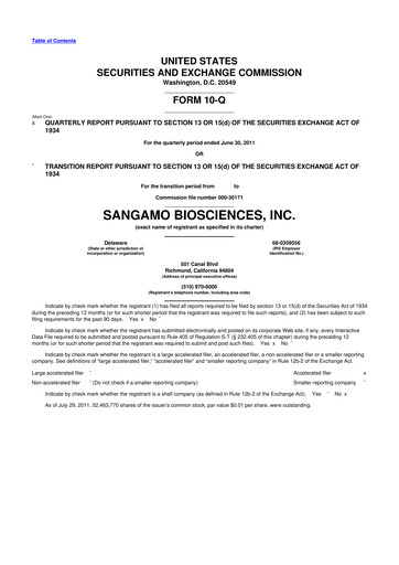 Thumbnail Sangamo Therapeutics
 10-Q Quarterly Report FY2011 