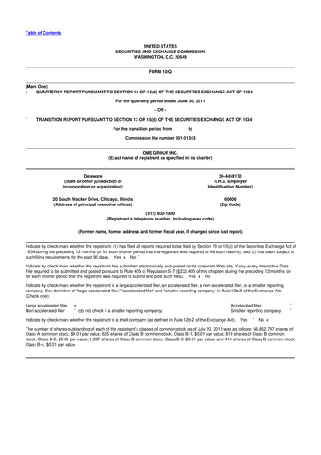 Miniature CME Group 10-Q Rapport trimestriel 2011 