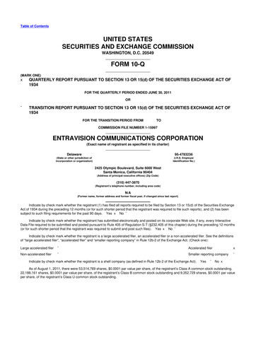 Thumbnail Entravision Communications
 10-Q Quarterly Report FY2011 