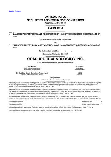 Thumbnail OraSure Technologies 10-Q Quarterly Report FY2011 