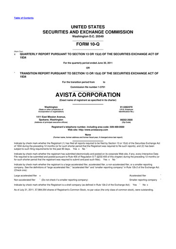 Thumbnail Avista
 10-Q Quarterly Report FY2011 