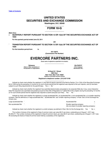 Miniature Evercore 10-Q Rapport trimestriel 2011 