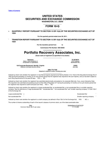 Thumbnail PRA Group
 10-Q Quarterly Report FY2011 