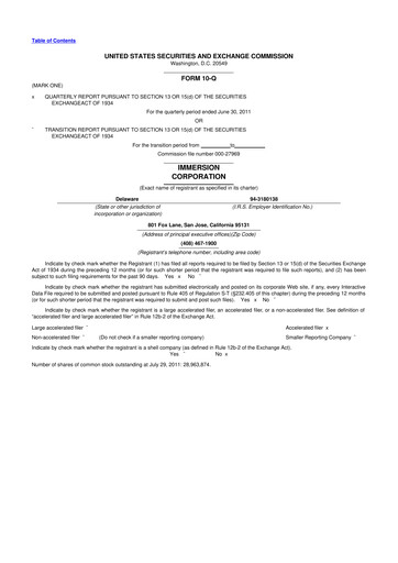 Miniature Immersion Corporation
 10-Q Rapport trimestriel 2011 