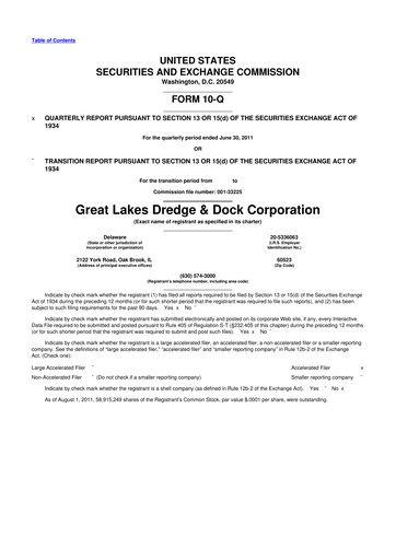 Thumbnail Great Lakes Dredge & Dock Corp. 10-Q Quarterly Report FY2011 
