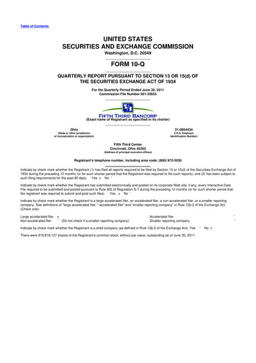 Thumbnail Fifth Third Bank
 10-Q Quarterly Report FY2011 