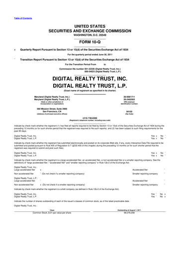 Vorschaubild Digital Realty 10-Q Quartalsbericht  