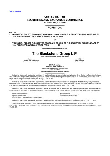 Thumbnail Blackstone Group 10-Q Quarterly Report FY2011 