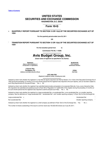 Thumbnail Avis Budget Group
 10-Q Quarterly Report FY2011 
