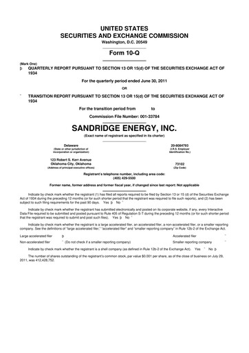 Thumbnail SandRidge Energy
 10-Q Quarterly Report FY2011 