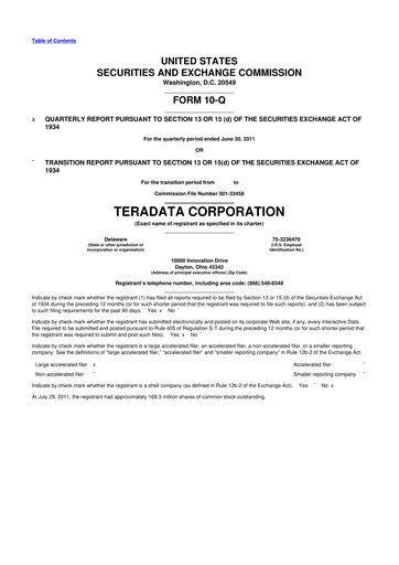 Thumbnail Teradata 10-Q Quarterly Report FY2011 