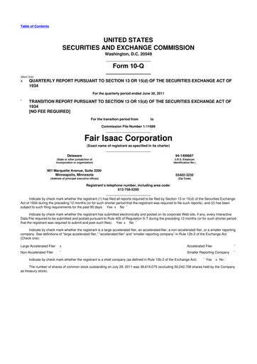 Thumbnail Fair Isaac (FICO) 10-Q Quarterly Report FY2011 
