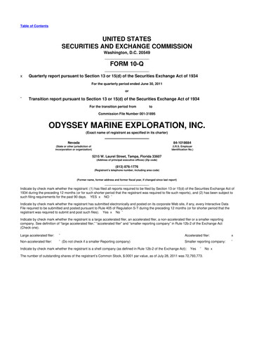 Thumbnail Odyssey Marine Exploration 10-Q Quarterly Report FY2011 