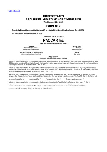 Vorschaubild Paccar 10-Q Quartalsbericht 2011 