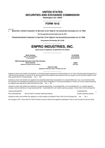 Thumbnail EnPro Industries
 10-Q Quarterly Report FY2011 