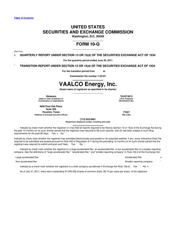 Thumbnail Vaalco Energy
 10-Q Quarterly Report FY2011 