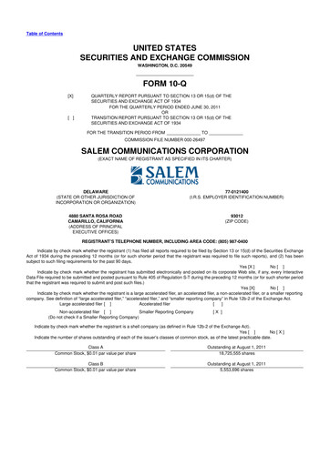 Thumbnail Salem Media Group
 10-Q Quarterly Report FY2011 