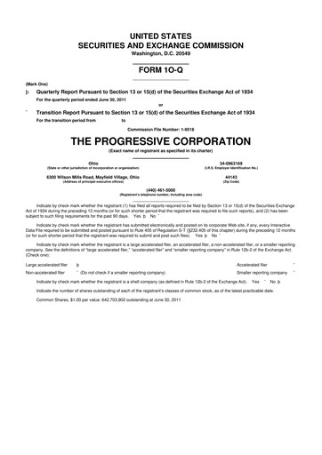 Thumbnail Progressive 10-Q Quarterly Report FY2011 