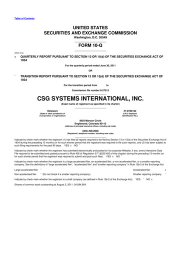 Thumbnail CSG International
 10-Q Quarterly Report FY2011 