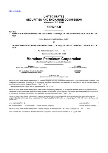 Thumbnail Marathon Petroleum 10-Q Quarterly Report FY2011 