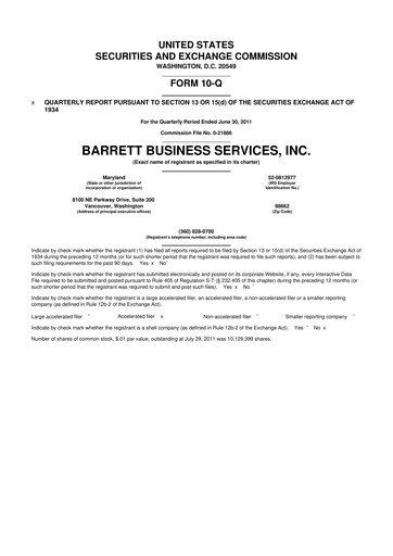 Thumbnail Barrett Business Services 10-Q Quarterly Report FY2011 
