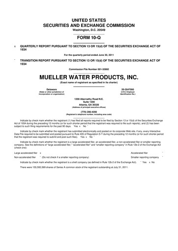 Thumbnail Mueller Water Products
 10-Q Quarterly Report FY2011 