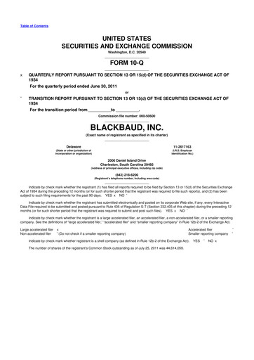 Thumbnail Blackbaud 10-Q Quarterly Report FY2011 