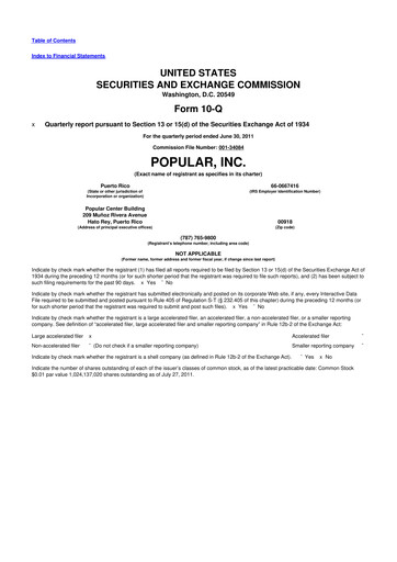 Thumbnail Popular, Inc. (Banco Popular de Puerto Rico) 10-Q Quarterly Report FY2011 