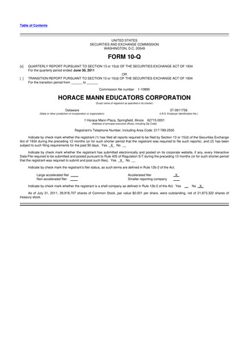 Vorschaubild Horace Mann Educators 10-Q Quartalsbericht 2011 