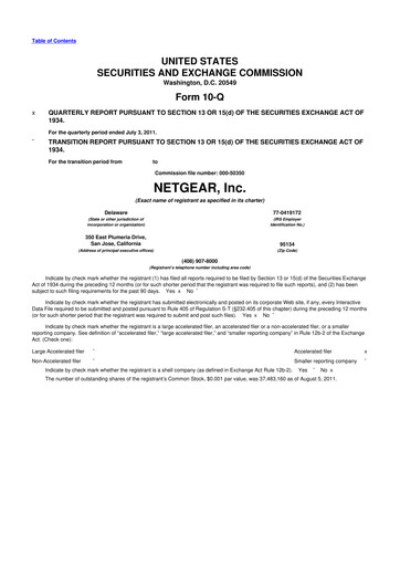 Miniature NETGEAR 10-Q Rapport trimestriel 2011 