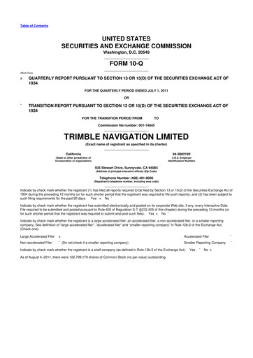 Vorschaubild Trimble 10-Q Quartalsbericht 2011 