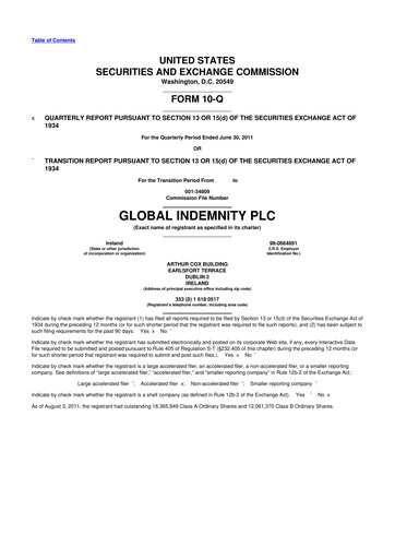 Thumbnail Global Indemnity 10-Q Quarterly Report FY2011 