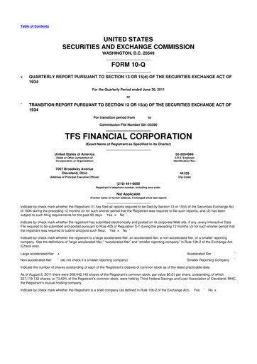 Thumbnail TFS Financial 10-Q Quarterly Report FY2011 