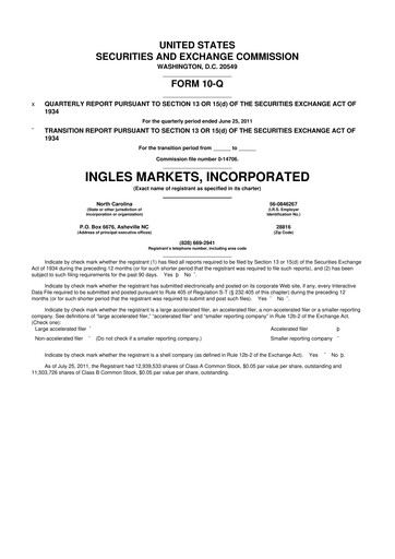 Thumbnail Ingles Markets 10-Q Quarterly Report FY 