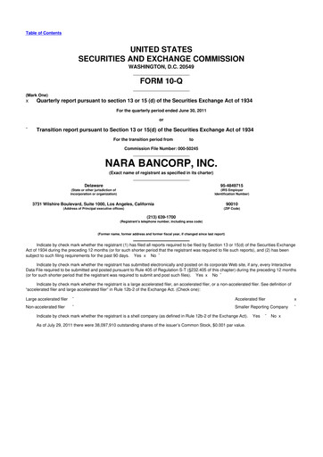 Thumbnail Hope Bancorp 10-Q Quarterly Report FY2011 