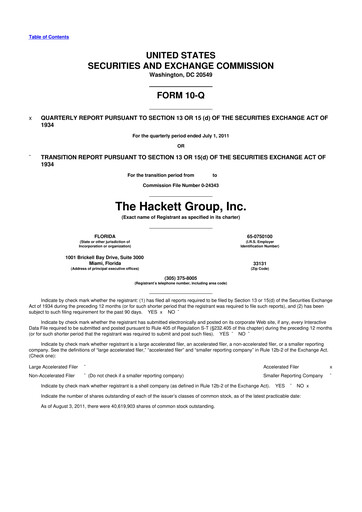 Vorschaubild The Hackett Group

 10-Q Quartalsbericht 2011 