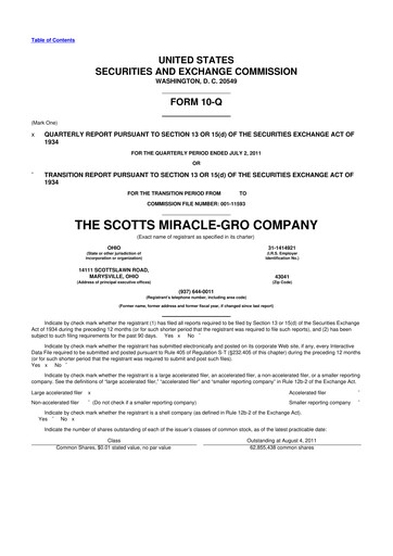 Thumbnail ScottsMiracle-Gro 10-Q Quarterly Report FY2011 