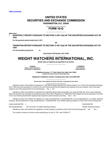 Thumbnail Weight Watchers 10-Q Quarterly Report FY2011 