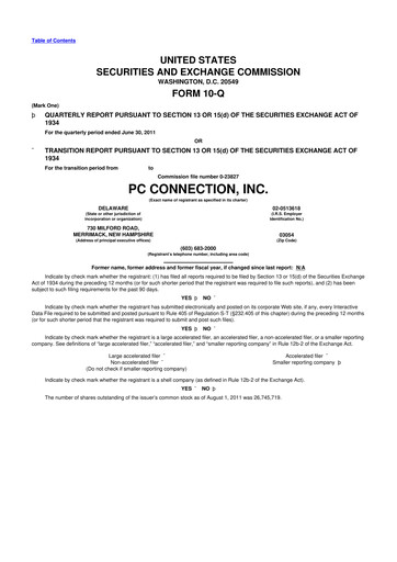 Miniature PC Connection
 10-Q Rapport trimestriel 2011 