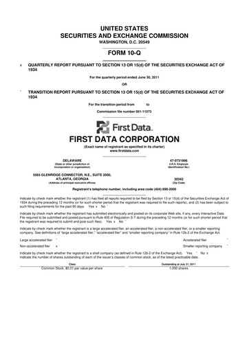Thumbnail First Data Corporation 10-Q Quarterly Report FY 