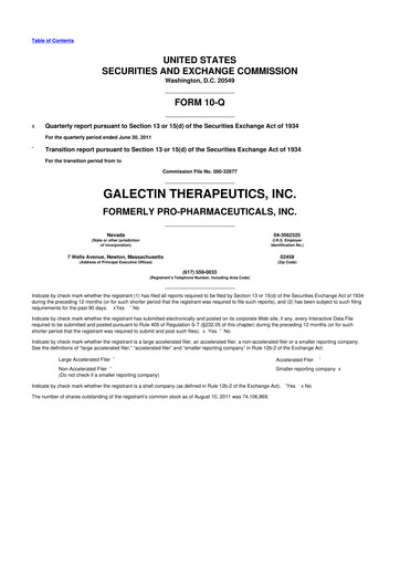 Thumbnail Galectin Therapeutics 10-Q Quarterly Report FY2011 