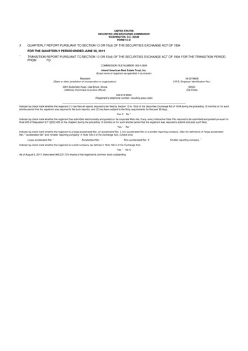Thumbnail InvenTrust Properties 10-Q Quarterly Report FY2011 