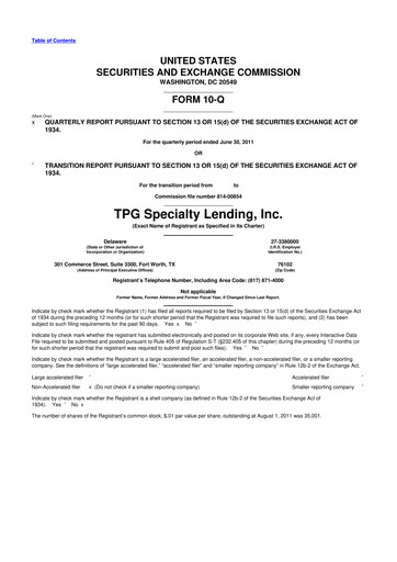 Vorschaubild Sixth Street Specialty Lending 10-Q Quartalsbericht  