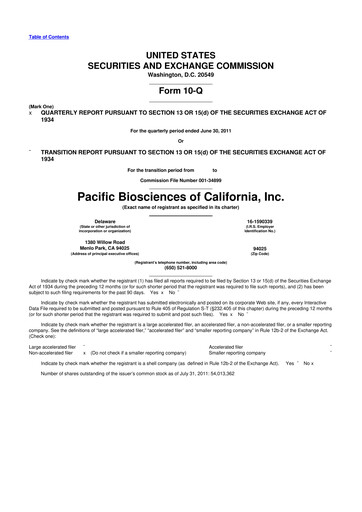 Thumbnail Pacific Biosciences
 10-Q Quarterly Report FY2011 