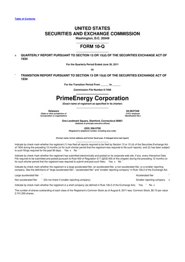 Thumbnail PrimeEnergy Resources 10-Q Quarterly Report FY2011 