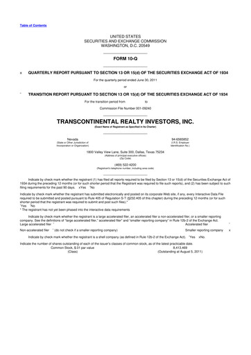 Thumbnail Transcontinental Realty Investors 10-Q Quarterly Report FY 