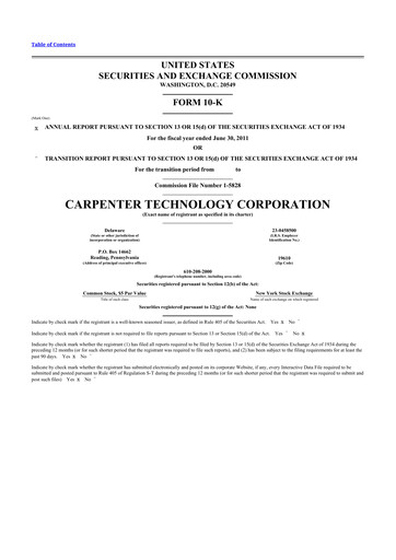 Thumbnail Carpenter Technology 10-K Annual Report 2011